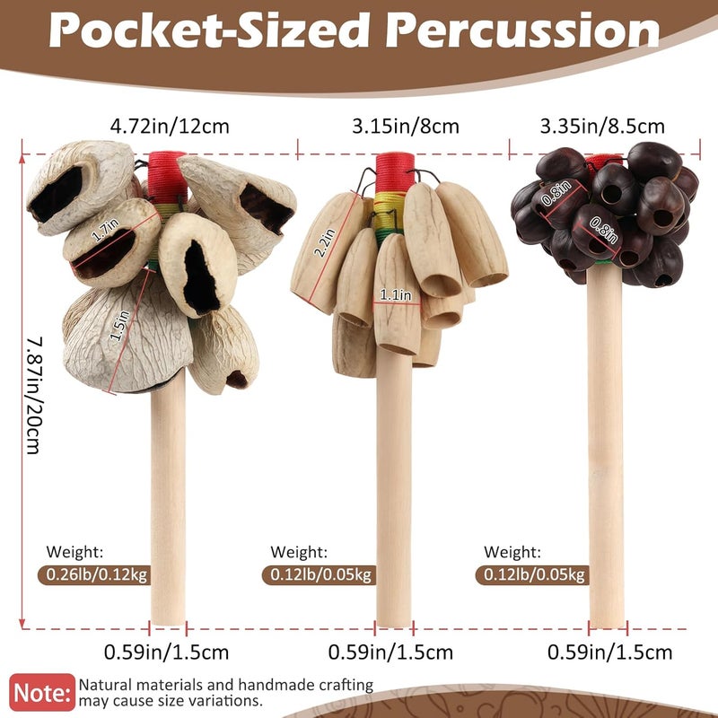 GOGHOST African Natural Rattle Shaker 7.8" x 3.1" Cacho Seed Pod Rattles Handmade Percussion Gifts Peruvian Musical Instrument - Nature Sounds for Meditation, ASMR, Sound Therapy, Yoga (Kasika-1 Pack) - Image 2